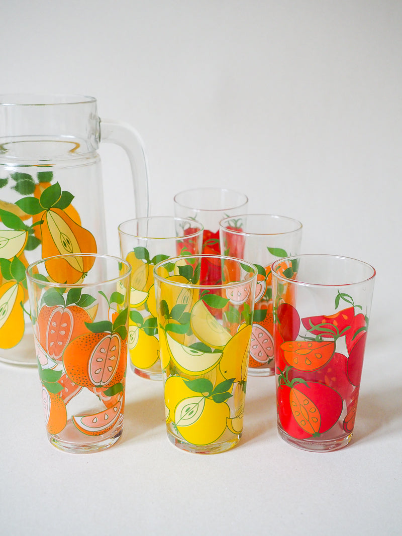 Service à orangeade fruits vintage - verre + carafe - Luminarc modèle Canada