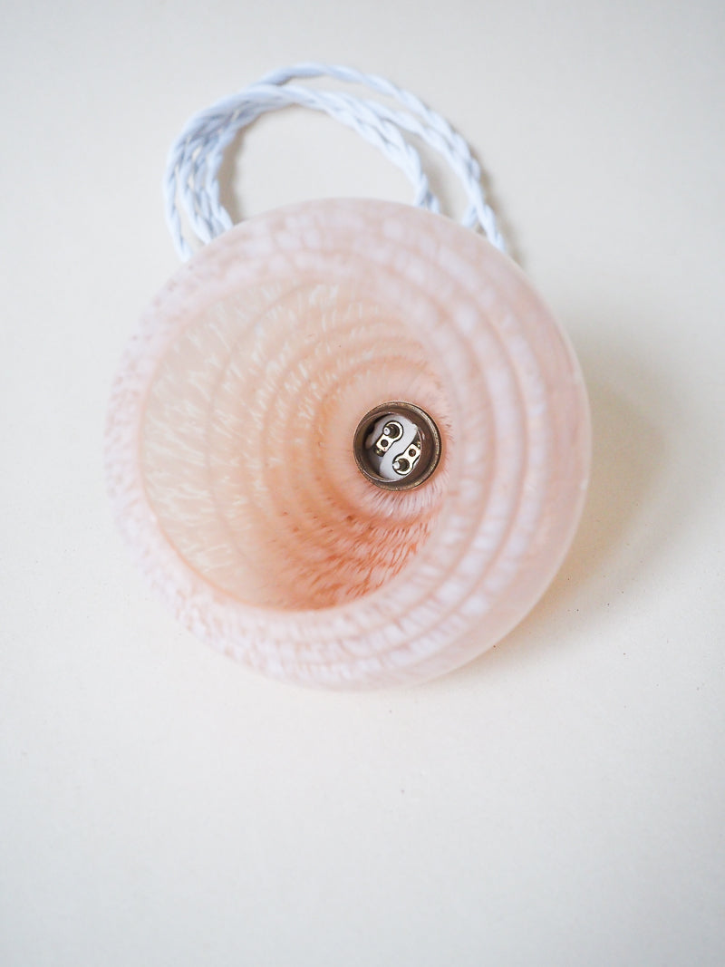 Abat-jour verre de Clichy – Moucheté rose • Douille laiton • Électricité neuve • Vintage – B22