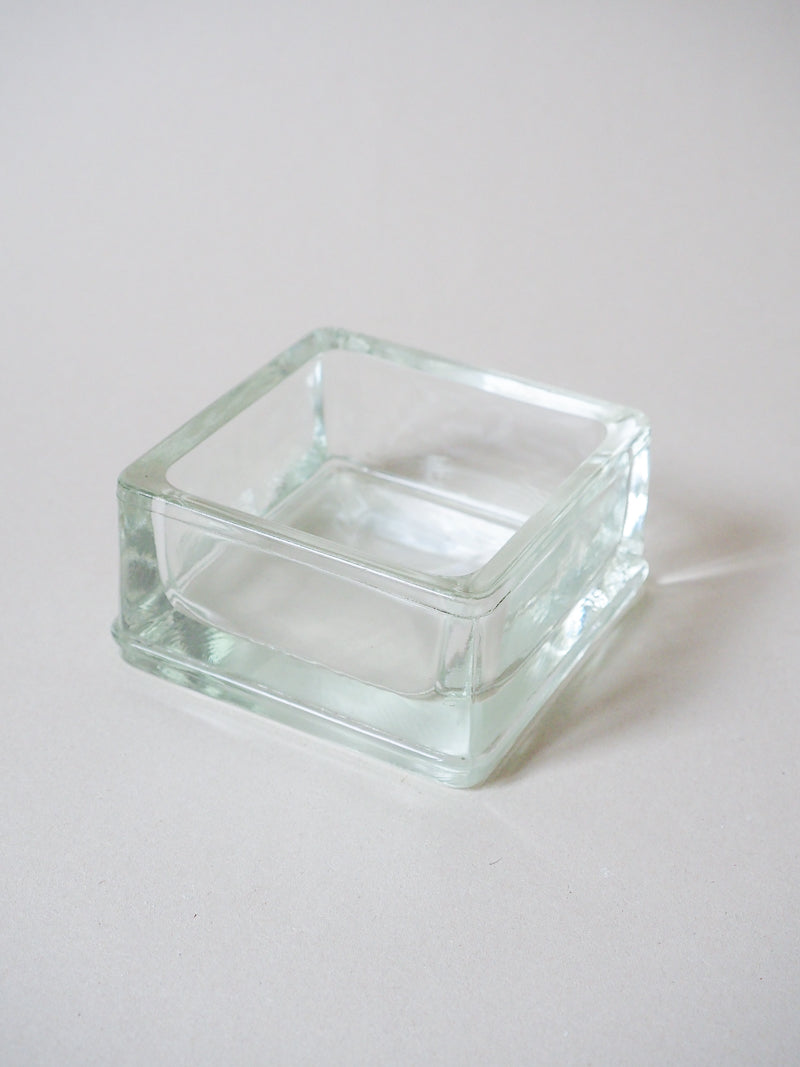 vide poche ou cendrier pavé en verre épais vintage