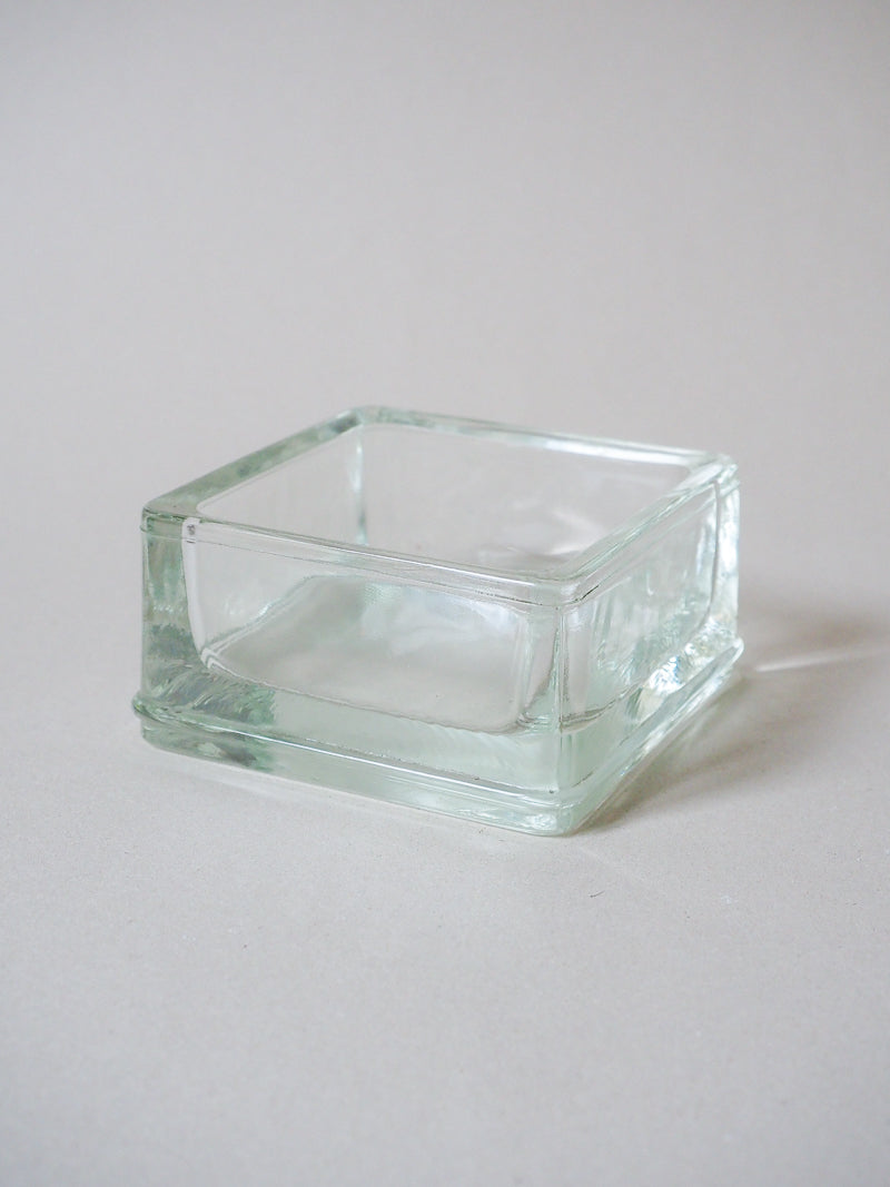 vide poche ou cendrier pavé en verre épais vintage
