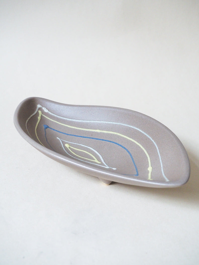 Grand vide-poche allongé en forme de feuille - céramique vintage