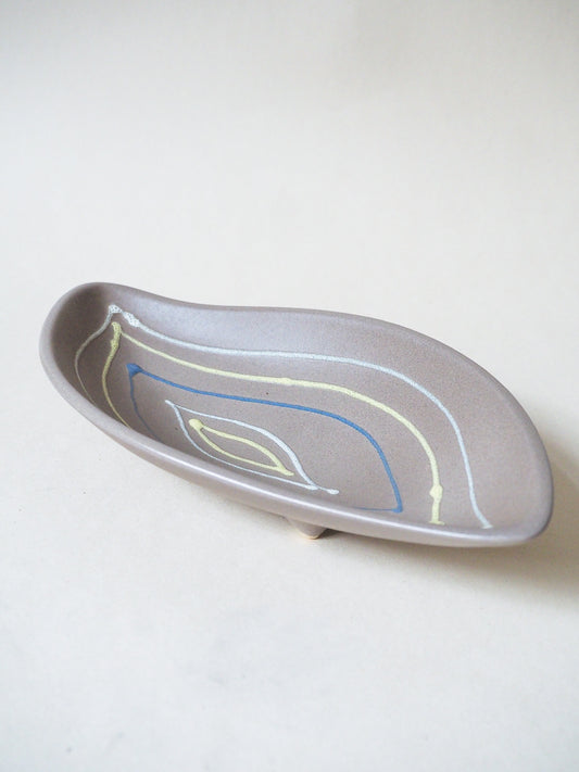 Grand vide-poche allongé en forme de feuille - céramique vintage