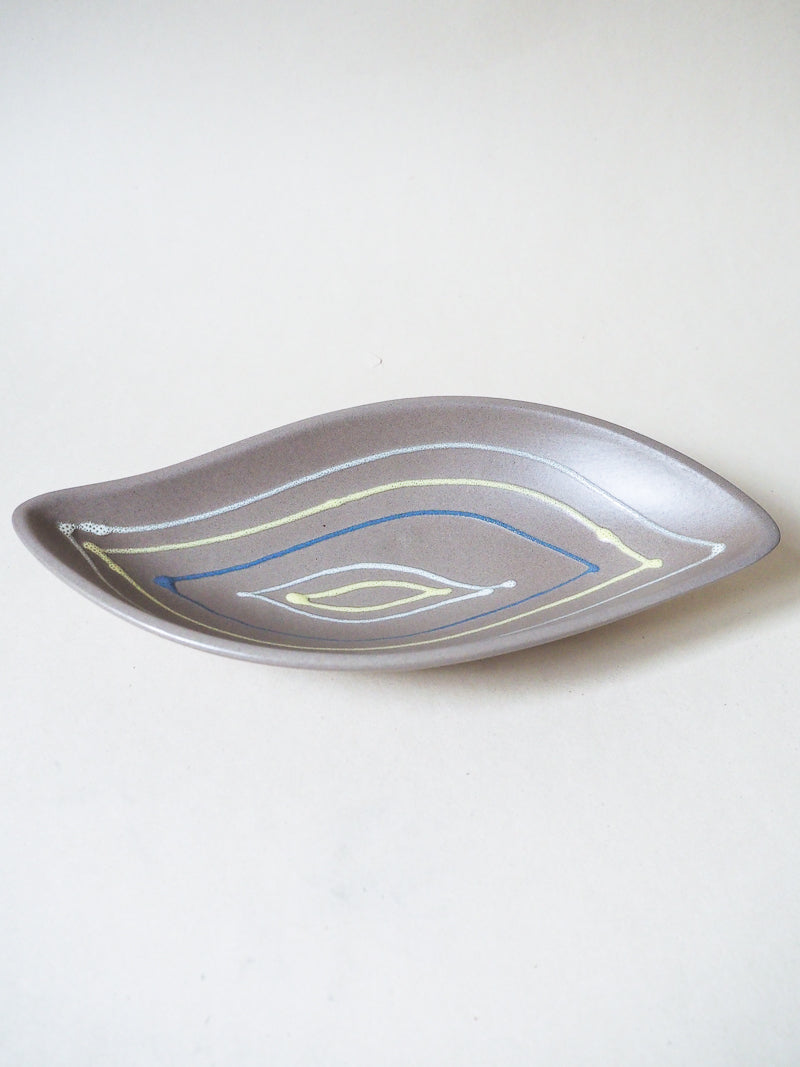 Grand vide-poche allongé en forme de feuille - céramique vintage