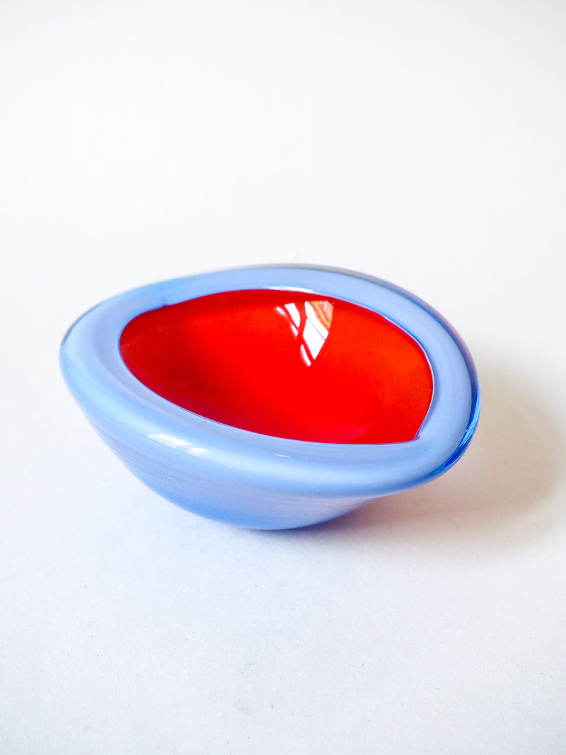 Vide-poche en verre de Murano – Rouge et bleu – Vintage