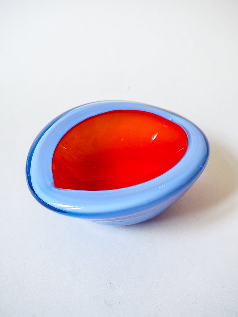 Vide-poche en verre de Murano – Rouge et bleu – Vintage