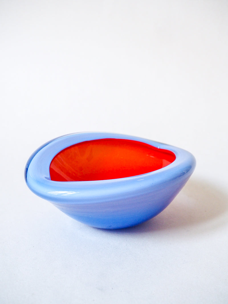 Vide-poche en verre de Murano – Rouge et bleu – Vintage