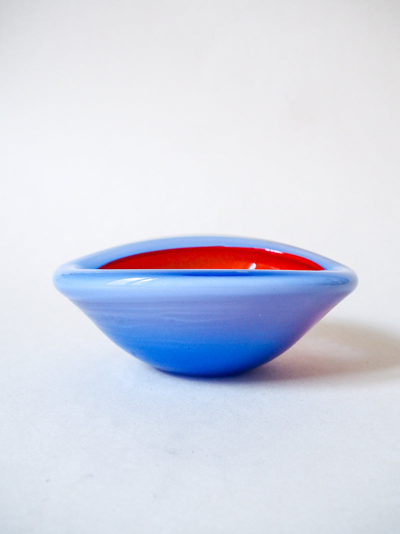 Vide-poche en verre de Murano – Rouge et bleu – Vintage