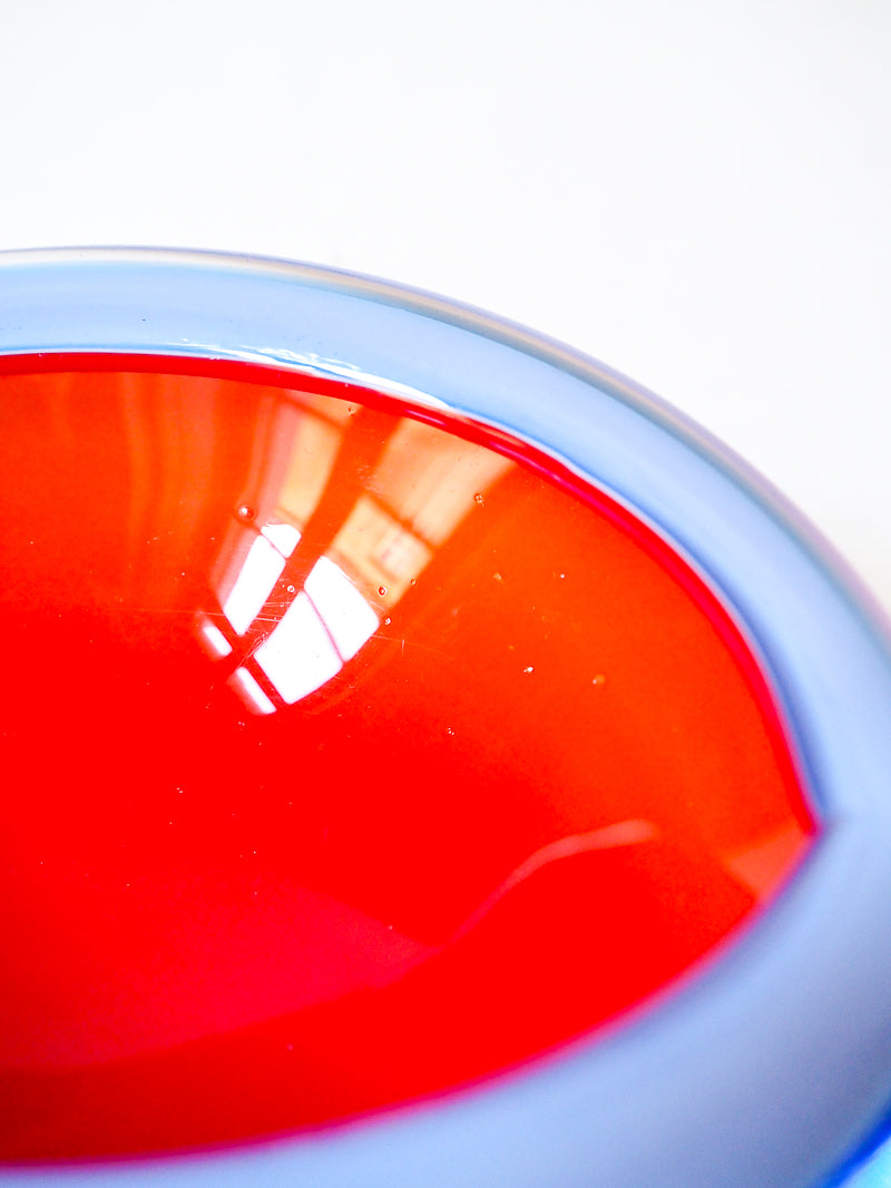 Vide-poche en verre de Murano – Rouge et bleu – Vintage