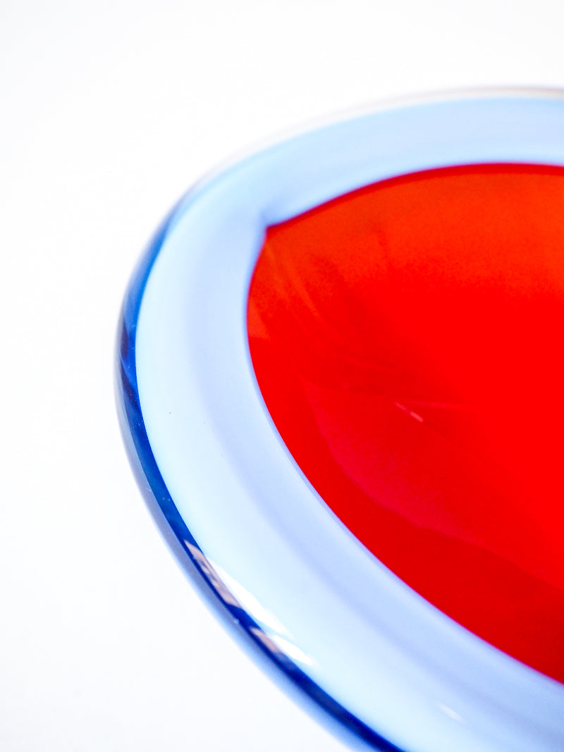 Vide-poche en verre de Murano – Rouge et bleu – Vintage